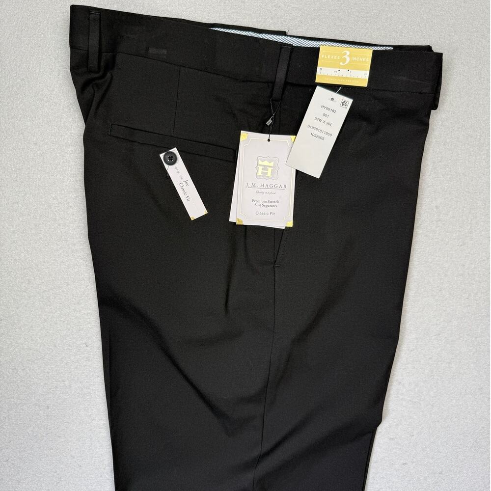 J.M. Haggar Men's Premium Classic-Fit Stretch Suit Pants Black 34x30 $100